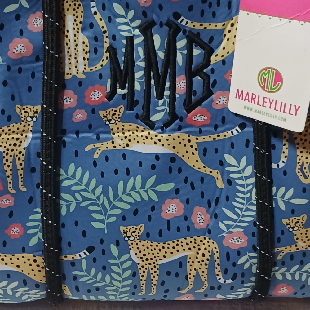 Marleylilly Blue Leopard Print Tote Bag